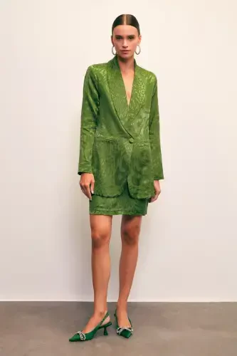 Jacquard Bell Skirt - GREEN - 3