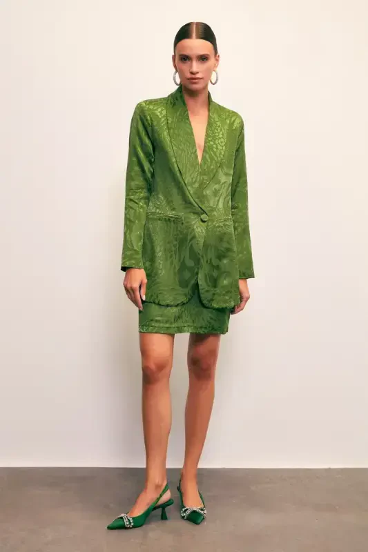 Jacquard Bell Skirt - GREEN - 3