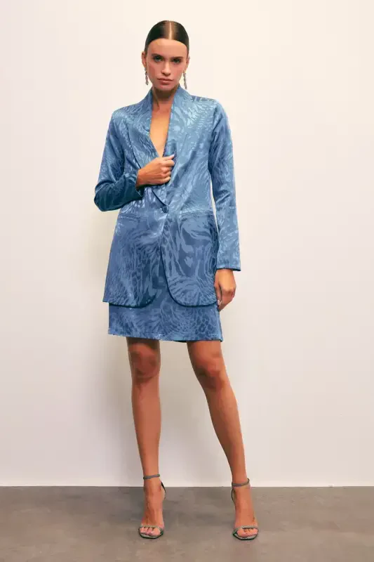 Jacquard Bell Skirt - INDIGO - 3