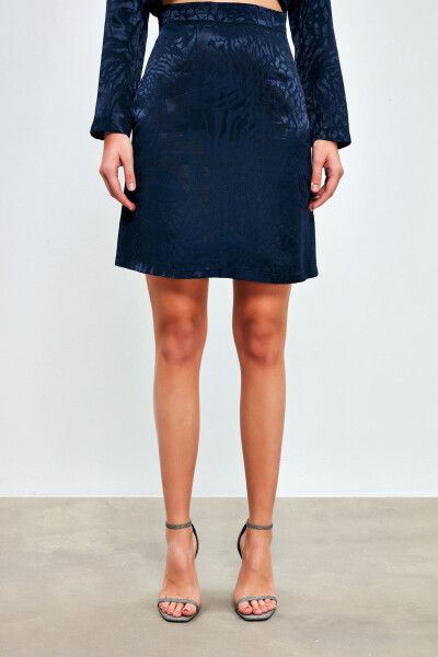 Jacquard Bell Skirt - NAVY - 4