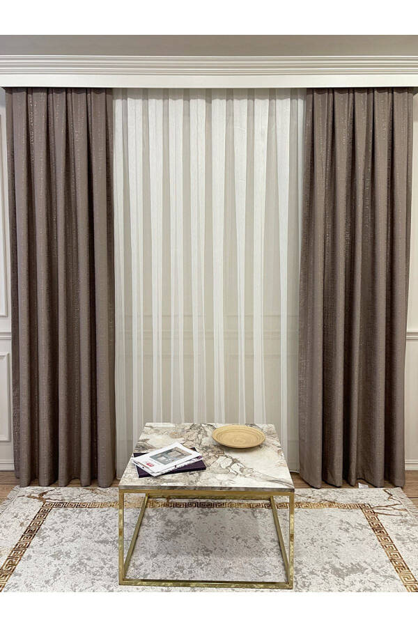 Jacquard Ground Self-Patterned 1/2.5 Pleated Blackout Curtain - Hazelnut Coffee - 5