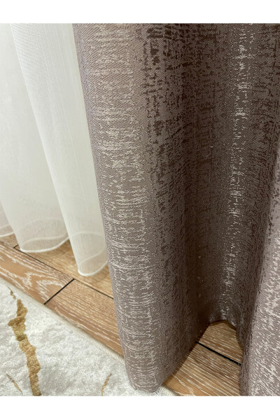 Jacquard Ground Self-Patterned 1/2.5 Pleated Blackout Curtain - Hazelnut Coffee - 8