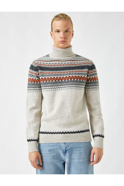 Jacquard Neck Sweater - 3