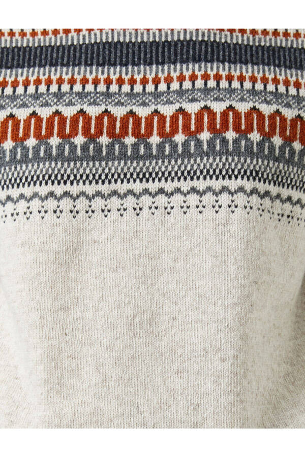 Jacquard Neck Sweater - 6