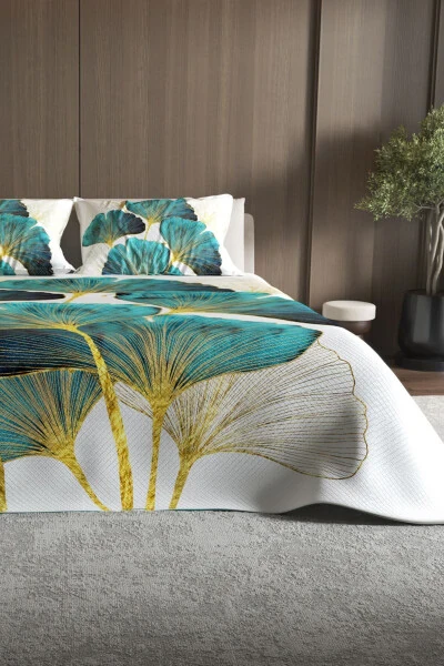 Jacquard Woven Cotton 3D Digital Print Water Flowers Quilt Set - 3