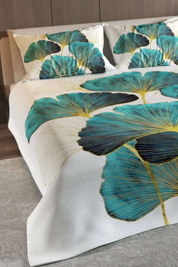 Jacquard Woven Cotton 3D Digital Print Water Flowers Quilt Set - 4