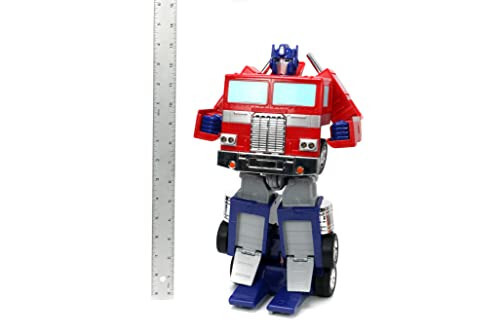 Jada Toys - Transformers Optimus Prime Konvertatsiya qiluvchi RC Avtomobil - Bolalar o'yinchoq sovg'asi - Yuk mashinasidan robotga o'zgarish - Chiroqlar va tovushlar - To'liq funksiyali masofadan boshqarish pulti - 13' Uzun - 5