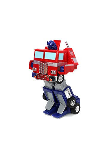 Jada Toys - Transformers Optimus Prime Konvertatsiya qiluvchi RC Avtomobil - Bolalar o'yinchoq sovg'asi - Yuk mashinasidan robotga o'zgarish - Chiroqlar va tovushlar - To'liq funksiyali masofadan boshqarish pulti - 13' Uzun - 10