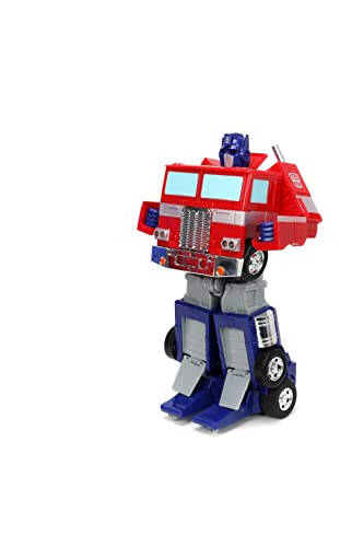 Jada Toys - Transformers Optimus Prime Преобразующийся RC автомобиль - Подарок для детей с трансформацией из грузовика в робота - Световые и звуковые эффекты - Полностью функциональный пульт дистанционного управления - 13' в длину - 11