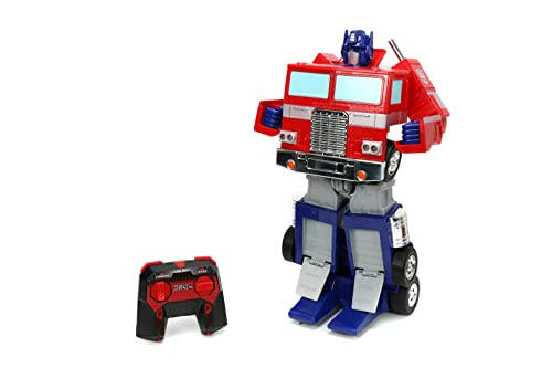 Jada Toys - Transformers Optimus Prime Преобразующийся RC автомобиль - Подарок для детей с трансформацией из грузовика в робота - Световые и звуковые эффекты - Полностью функциональный пульт дистанционного управления - 13' в длину - 12