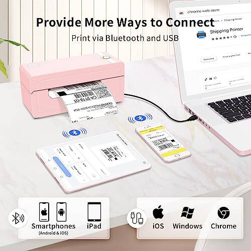 JADENS Bluetooth Termal Kargo Etiket Yazıcısı - Kablosuz 4x6 Kargo Etiket Yazıcısı, Android ve iPhone ile Windows ile Uyumlu, Ebay, Modazone, Shopify, Etsy, USPS için Geniş Çapta Kullanılır - 2