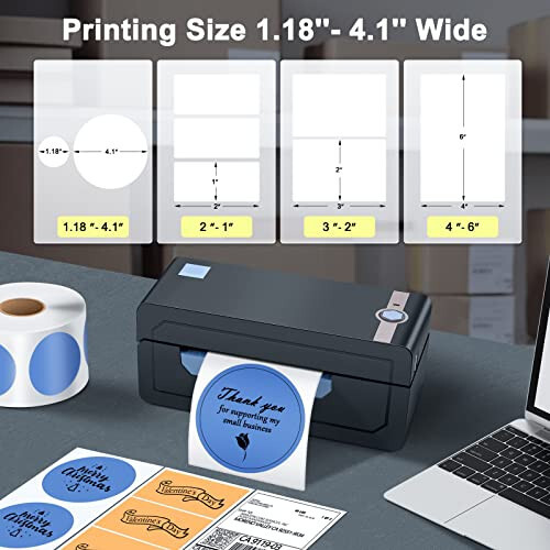 JADENS Bluetooth Thermal Shipping Label Printer - Wireless 4x6 Shipping Label Printer, Compatible with Android&iPhone and Windows, Widely Used for Ebay, Modazone, Shopify, Etsy, USPS - 23