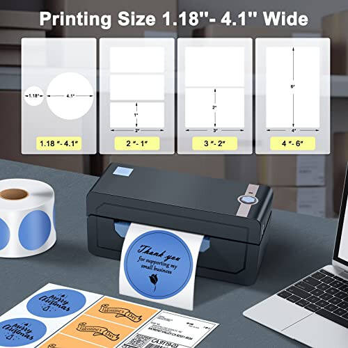 JADENS Bluetooth Thermal Shipping Label Printer - Wireless 4x6 Shipping Label Printer, Compatible with Android&iPhone and Windows, Widely Used for Ebay, Modazone, Shopify, Etsy, USPS - 23