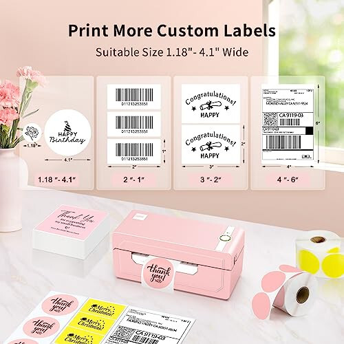 JADENS Bluetooth Thermal Shipping Label Printer - Wireless 4x6 Shipping Label Printer, Compatible with Android&iPhone and Windows, Widely Used for Ebay, Modazone, Shopify, Etsy, USPS - 4