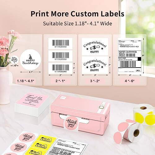 JADENS Bluetooth Thermal Shipping Label Printer - Wireless 4x6 Shipping Label Printer, Compatible with Android&iPhone and Windows, Widely Used for Ebay, Modazone, Shopify, Etsy, USPS - 4