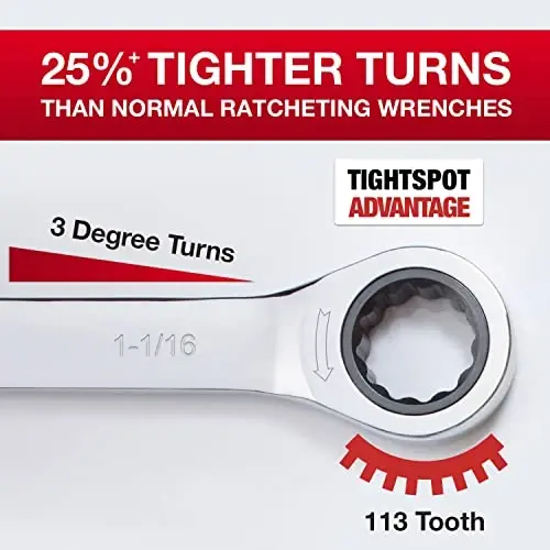 Jaeger 1-1/16 Inch Ratchet Wrench with 113-Tooth Ratcheting Precision and Hardened, Polished Steel for Projects with Tight Spaces - 4