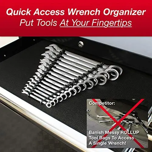 Jaeger 15pc 90-Tooth Ratcheting Wrenches MASTER SET - Our LARGEST SAE With Wrench Rack Organizer - Our standard in safety for combination wrench sets from gear to tip - 3