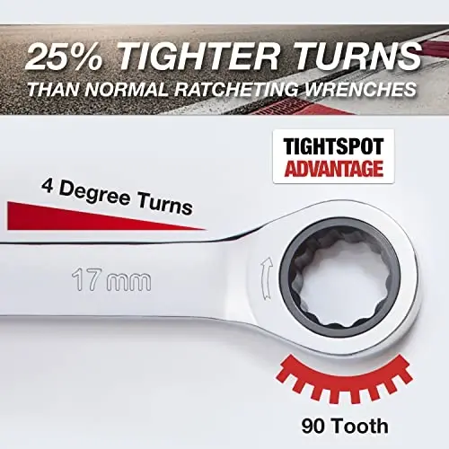 Jaeger 17 mm TIGHTSPOT Ratchet Wrench bilan nozik harakat va metrik tor joylar bilan loyihalar uchun qattiqlashtirilgan, sayqallangan po'lat - 4