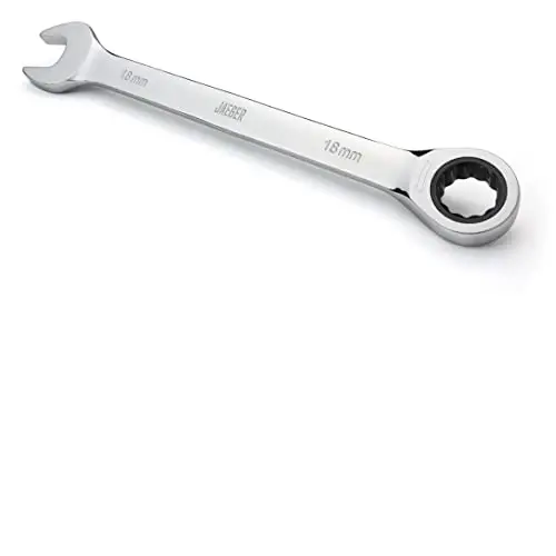 Jaeger 18 mm Ratchet Combination Wrench with 90-Tooth Ratcheting Precision and Hardened, Polished Steel for Projects with Metric Tight Spaces - 1