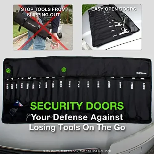 Jaeger 18pc MM/Metric TIGHTSPOT 90-Tooth Ratcheting Wrenches MASTER SET - With BEAR KEEPER Rollup Case - 6