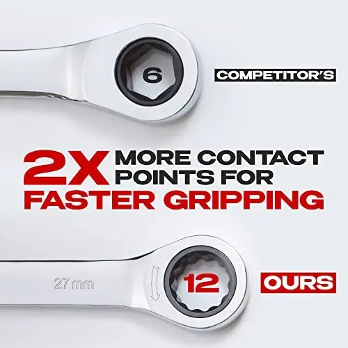 Jaeger 27 mm Ratchet Combination Wrench with 113-Tooth Ratcheting Precision and Hardened, Polished Steel for Projects with Metric Tight Spaces - 2