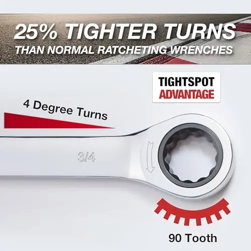 Jaeger 3/4 Inch Ratcheting Wrench with Upgraded 4° Precision and Hardened, Polished Steel for Projects with Tight Spaces - 4