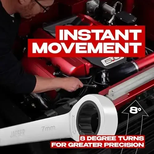Jaeger 7 mm Ratchet Wrench bilan aniq tishli va metrik tor joylar bilan loyihalar uchun qattiqlashtirilgan, silliqlangan po'lat - JAEGER (1)
