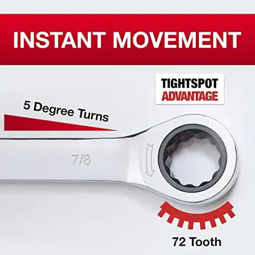 Jaeger 7/8 dyuymli tishli kaliti 5° tishli aniqlik va qattiqlashtirilgan, jilolangan po'latdan qattiq joylar bilan loyihalar uchun - 4