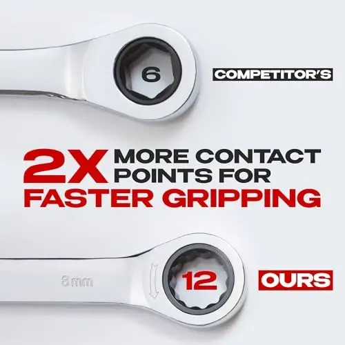 Jaeger 8 mm Ratchet Combination Wrench with 90-Tooth Ratcheting Precision and Hardened, Polished Steel for Projects with Metric Tight Spaces - JAEGER (1)