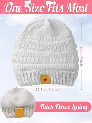 JaGely 6 Pcs Women Winter Beanie Hat Gloves Set Warm Knitted Hats and Touchscreen Gloves Lady Cold Winter Gifts for Christmas - JAGELY (1)