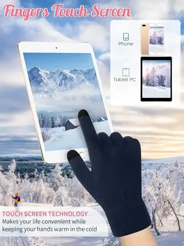 JaGely 6 dona ayollar qishki shapka qo'lqop to'plami iliq trikotaj shapkalar va sensorli ekranli qo'lqoplar xonim Rojdestvo uchun sovuq qish sovg'alari - 3