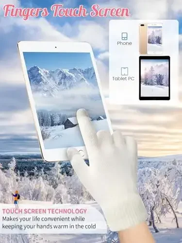 JaGely 6 dona ayollar qishki shapka qo'lqop to'plami Issiq trikotaj shapkalar va sensorli ekranli qo'lqoplar Xonim Rojdestvo uchun sovuq qish sovg'alari - 5