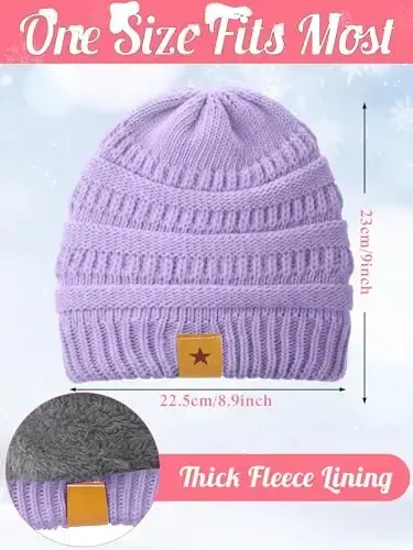 JaGely 6 Pcs Women Winter Beanie Hat Gloves Set Warm Knitted Hats and Touchscreen Gloves Lady Cold Winter Gifts for Christmas - 2