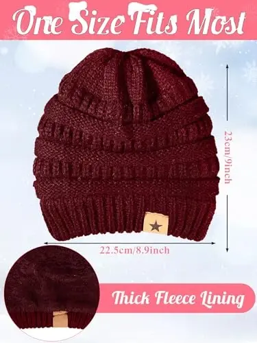 JaGely 6 Pcs Women Winter Beanie Hat Gloves Set Warm Knitted Hats and Touchscreen Gloves Lady Cold Winter Gifts for Christmas - 2