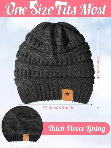 JaGely 6 Pcs Women Winter Beanie Hat Gloves Set Warm Knitted Hats and Touchscreen Gloves Lady Cold Winter Gifts for Christmas - 2