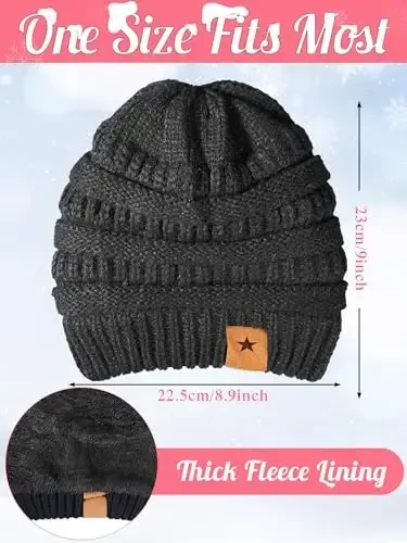 JaGely 6 Pcs Women Winter Beanie Hat Gloves Set Warm Knitted Hats and Touchscreen Gloves Lady Cold Winter Gifts for Christmas - JAGELY