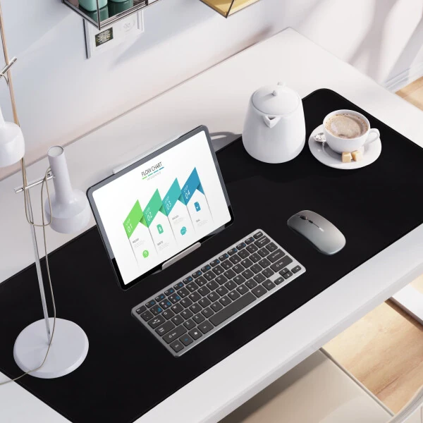 Jahosin Katta o'yin Sichqoncha Pad, Tikilgan Qirralari bilan, [35.4x15.7In] O'yinchi/Ish stoli/Ofis/Uy uchun Sirpanmas Tabiiy Kauchuk Taglik bilan Kengaytirilgan Sichqoncha Pad 90x40 Qora - 5