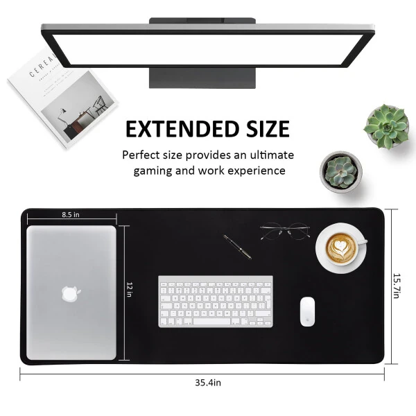 Jahosin Katta o'yin Sichqoncha Pad, Tikilgan Qirralari bilan, [35.4x15.7In] O'yinchi/Ish stoli/Ofis/Uy uchun Sirpanmas Tabiiy Kauchuk Taglik bilan Kengaytirilgan Sichqoncha Pad 90x40 Qora - 6