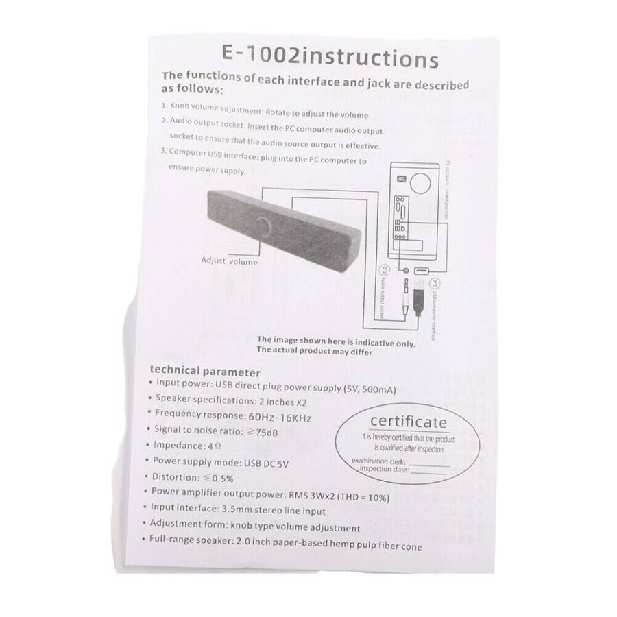 Jahy2Tech Ev Sinema Sistemi Ses Çubuğu Kablolu 75W Çıkış TV Surround Hoparlör 3.5mm Bağlantı Siyah Renk - 8