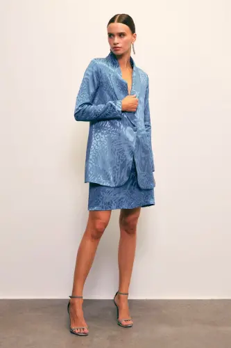 Jakarlı Çan Etek - İndigo-İNDİGO - SATEEN (1)