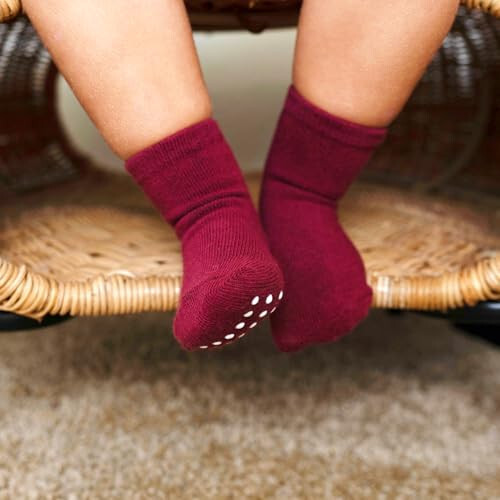 JAKIDAR 12 Pack Baby Socks Cotton Crew Toddler Socks Grips Non Slip Bottom Kids Socks - 36