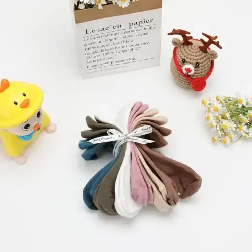JAKIDAR 12 Pack Baby Toddler Socks Non Slip Grip Cotton Crew Socks for Boys Girls Infants Kids - 6