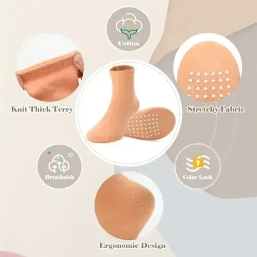 JAKIDAR 12 Pack Baby Toddler Socks Non Slip Grip Cotton Crew Socks for Boys Girls Infants Kids - MODAZONE (1)