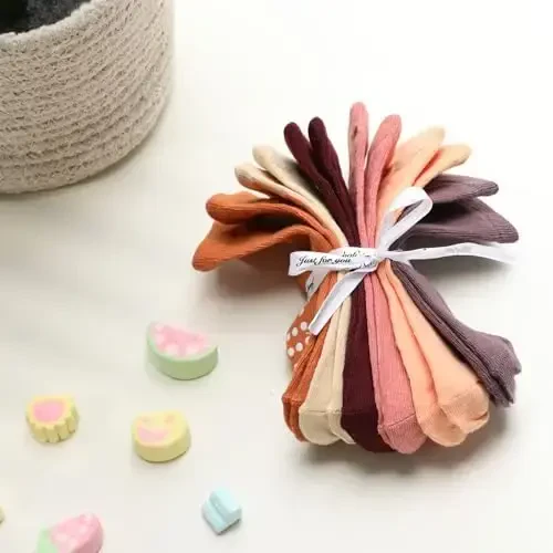 JAKIDAR 12 Pack Baby Toddler Socks Non Slip Grip Cotton Crew Socks for Boys Girls Infants Kids - 5