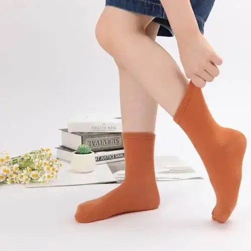 JAKIDAR 12 Pack Baby Toddler Socks Non Slip Grip Cotton Crew Socks for Boys Girls Infants Kids - 6