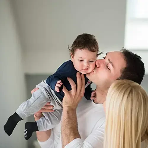 JAKIDAR 12 Pack Baby Toddler Socks Non Slip Grip Cotton Crew Socks for Boys Girls Infants Kids - 5