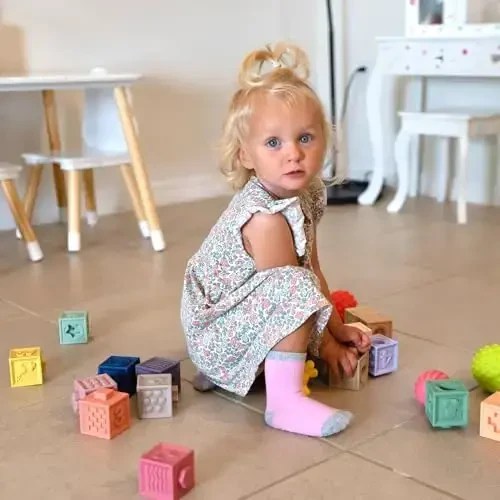 JAKIDAR 12 Pack Baby Toddler Socks Non Slip Grip Cotton Crew Socks for Boys Girls Infants Kids - 4