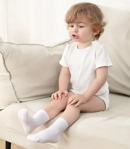 JAKIDAR 12 Pack Baby Toddler Socks Non Slip Grip Cotton Crew Socks for Boys Girls Infants Kids - JAKIDAR