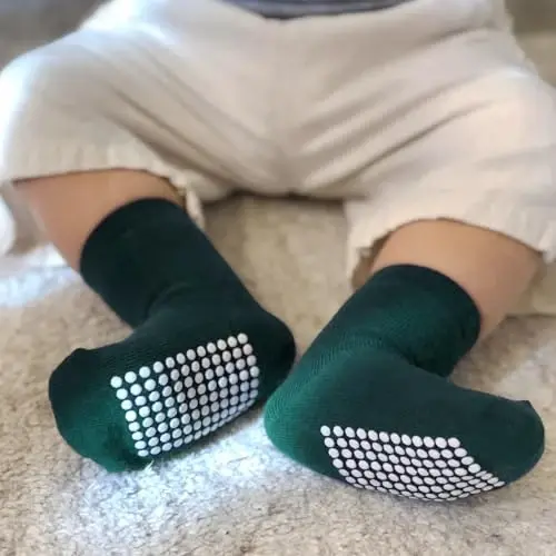JAKIDAR 12 Pack Baby Toddler Socks Non Slip Grip Cotton Crew Socks for Boys Girls Infants Kids - 6