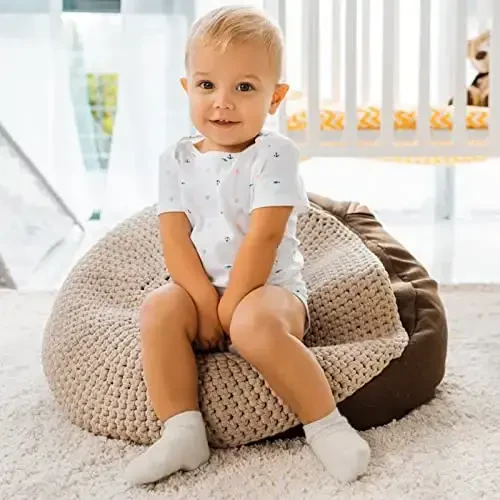 JAKIDAR 12 Pack Baby Toddler Socks Non Slip Grip Cotton Crew Socks for Boys Girls Infants Kids - 4